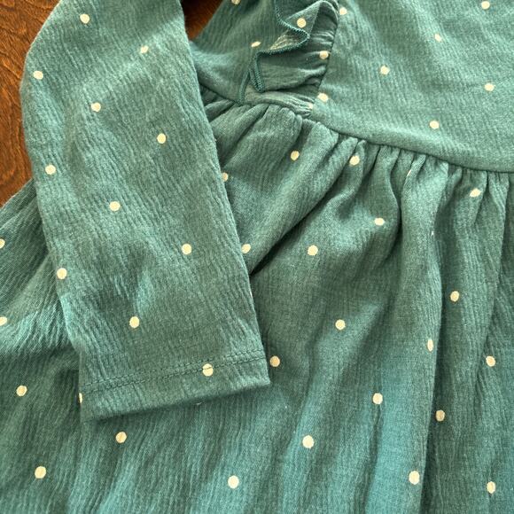 Cat and Jack Girls 5T Dress Long Sleeve Green Polka Dot Long Sleeve NEW - Picture 6 of 6